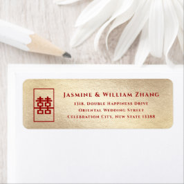 Rechthoek dubbel geluk Gold Chinese bruiloft Etiket