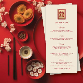 Rechthoek dubbel geluk Gold Chinese bruiloft Menu