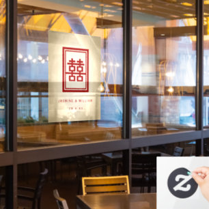 Rechthoek dubbel geluk Gold Chinese bruiloft Raamsticker