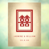 Rechthoek dubbel geluk Gold Chinese bruiloft Raamsticker (Vel 3)