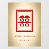 Rechthoek dubbel geluk Gold Chinese bruiloft Raamsticker (Vel)