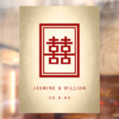 Rechthoek dubbel geluk Gold Chinese bruiloft Raamsticker (Vel 2)