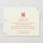 Rechthoek dubbel geluk Klassieke Chinese bruiloft Bedankkaart (Voorkant)