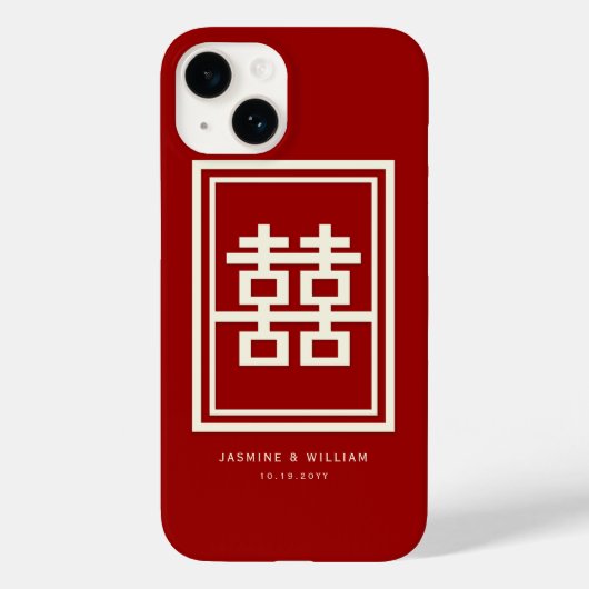 Rechthoek dubbel geluk Klassieke Chinese bruiloft Case-Mate iPhone Case (Achterkant)