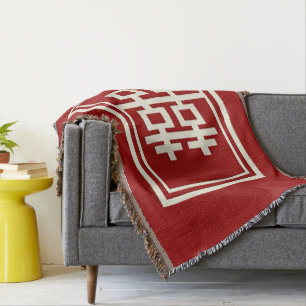 Rechthoek dubbel geluk Klassieke Chinese bruiloft Deken