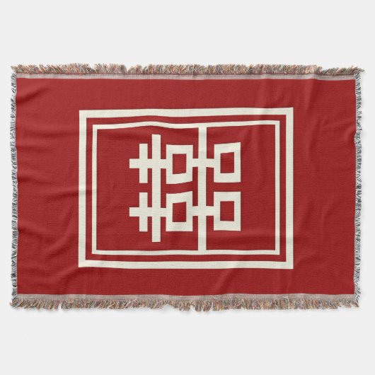 Rechthoek dubbel geluk Klassieke Chinese bruiloft Deken (Voorkant)