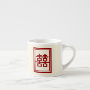 Rechthoek dubbel geluk Klassieke Chinese bruiloft Espresso Kop