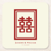 Rechthoek dubbel geluk Klassieke Chinese bruiloft Kartonnen Onderzetters (Voorkant)