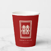 Rechthoek dubbel geluk Klassieke Chinese bruiloft Papieren Bekers (Achterkant)