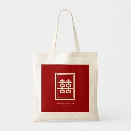 Rechthoek dubbel geluk Klassieke Chinese bruiloft Tote Bag (Voorkant)