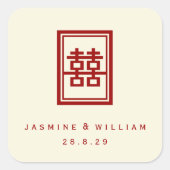 Rechthoek dubbel geluk Klassieke Chinese bruiloft Vierkante Sticker (Voorkant)