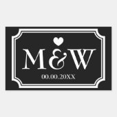 Rechthoek monogram bruiloft gunst stickers zegels (Voorkant)