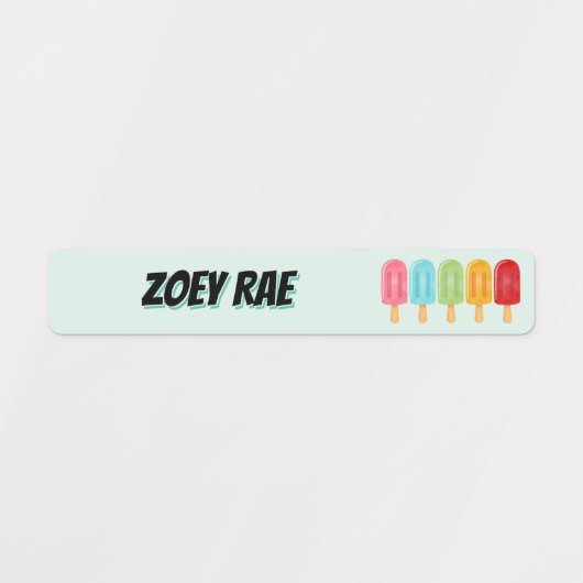 Rechthoek Popsicle School Naam Labels (Design 1)