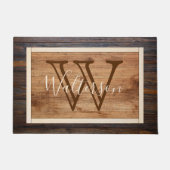 Rechthoek reusachtig monogram hout deurmat (Voorkant)