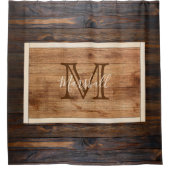 Rechthoek reusachtig monogram hout douchegordijn (Voorkant)