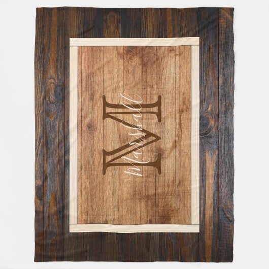 Rechthoek reusachtig monogram hout fleece deken (Voorkant)