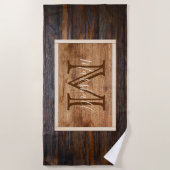 Rechthoek reusachtig monogram hout strandlaken (Voorkant)