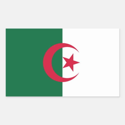 Rechthoek sticker met Algerijnse vlag (Voorkant)