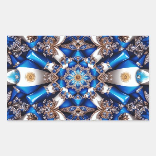 Rechthoek sticker met Argentijnse kleuren (Voorkant)