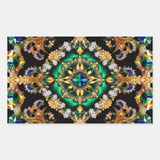 Rechthoek sticker met Braziliaanse kleuren (Voorkant)