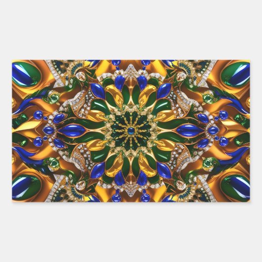 Rechthoek sticker met Brazilië Kleuren (Voorkant)