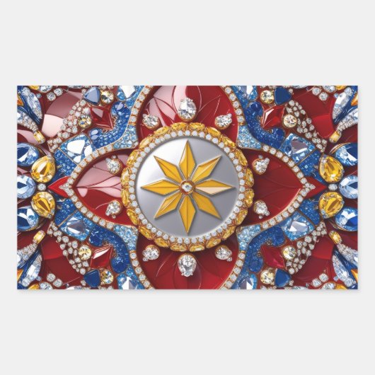 Rechthoek sticker met Colombiaanse kleuren (Voorkant)