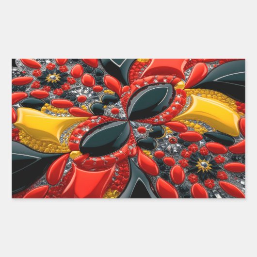 Rechthoek sticker met Duitsland Kleuren (Voorkant)