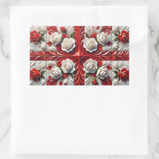 Rechthoek sticker met Engels Rozen Design (Tas)