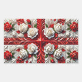Rechthoek sticker met Engels Rozen Design (Voorkant)