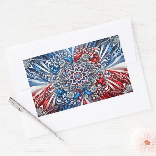 Rechthoek sticker met Franse kleuren (Envelop)