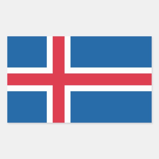 Rechthoek sticker met IJslandse vlag (Voorkant)
