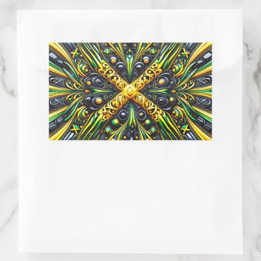 Rechthoek sticker met Jamaicaanse kleuren (Tas)