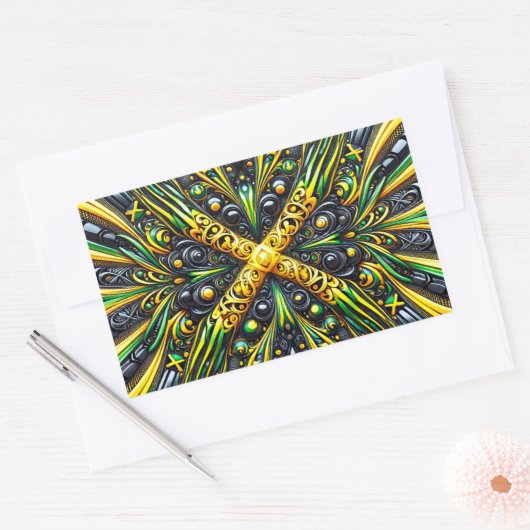 Rechthoek sticker met Jamaicaanse kleuren (Envelop)