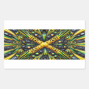 Rechthoek sticker met Jamaicaanse kleuren