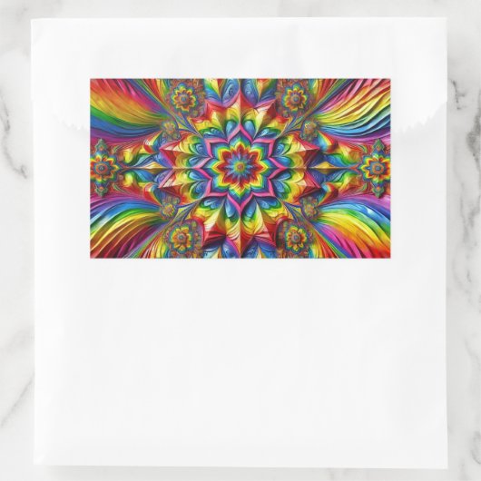 Rechthoek sticker met LGBTQ kleuren (Tas)