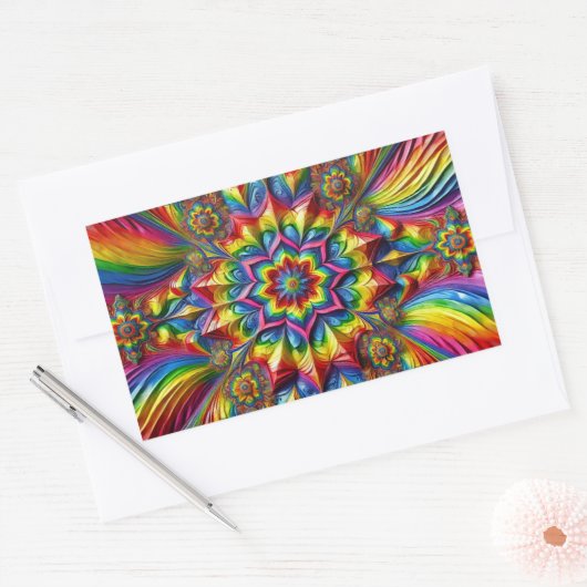 Rechthoek sticker met LGBTQ kleuren (Envelop)