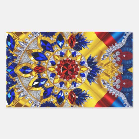 Rechthoek sticker met Roemeense kleuren (Voorkant)