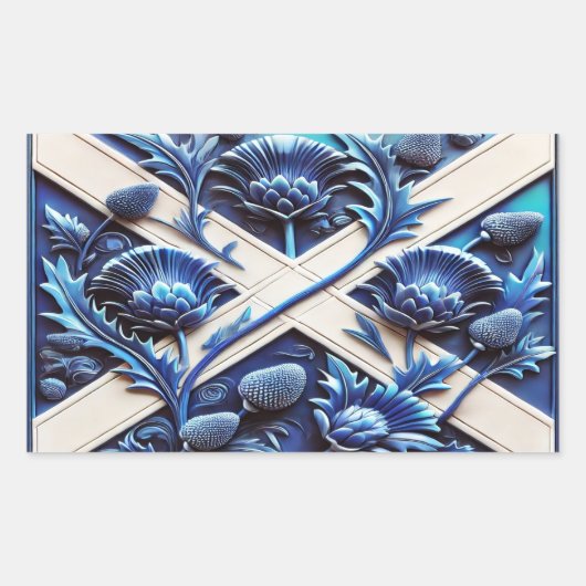 Rechthoek sticker met Schotse distels (Voorkant)