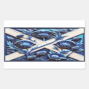 Rechthoek sticker met Schotse distels