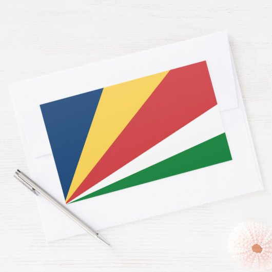Rechthoek sticker met Seychellen kleuren (Envelop)