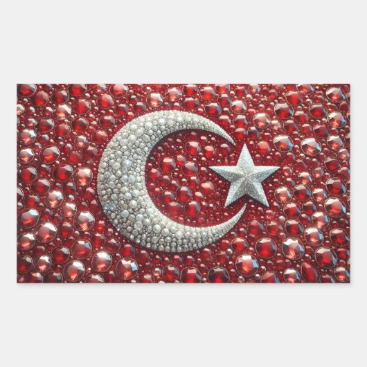 Rechthoek sticker met Turkse kleuren (Voorkant)