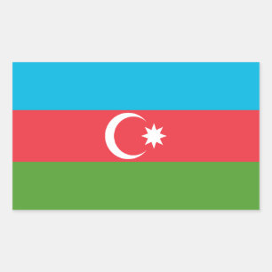 Rechthoek sticker met Vlag van Azerbeidzjan