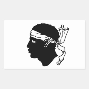 Rechthoek sticker met vlag van Corsica