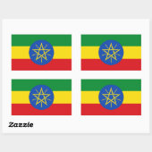 Rechthoek sticker met vlag van Ethiopië (Vel)