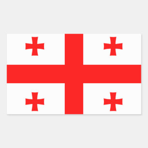 Rechthoek sticker met vlag van Georgië