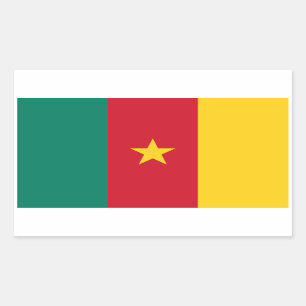 Rechthoek sticker met vlag van Kameroen