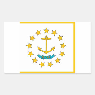 Rechthoek sticker met vlag van Rhode Island