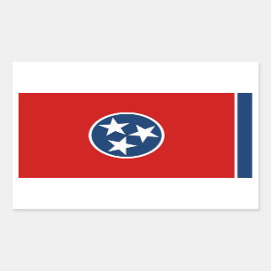 Rechthoek sticker met vlag van Tennessee