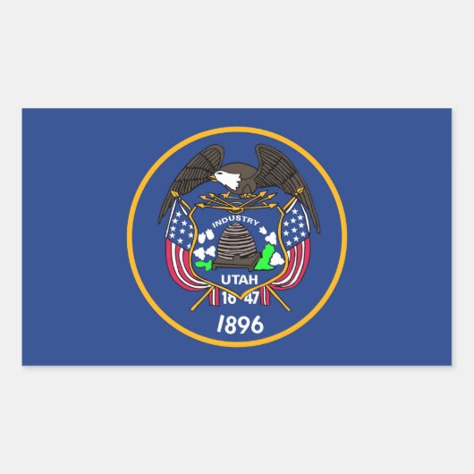 Rechthoek sticker met vlag van Utah (Voorkant)