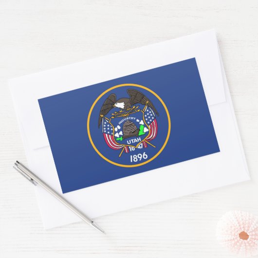 Rechthoek sticker met vlag van Utah (Envelop)